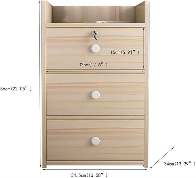 File Cabinet Office Filing Cabinet with Lock Three-Tier Drawer Cabinet Information Cabinet Under Desk Storage(Color:B)