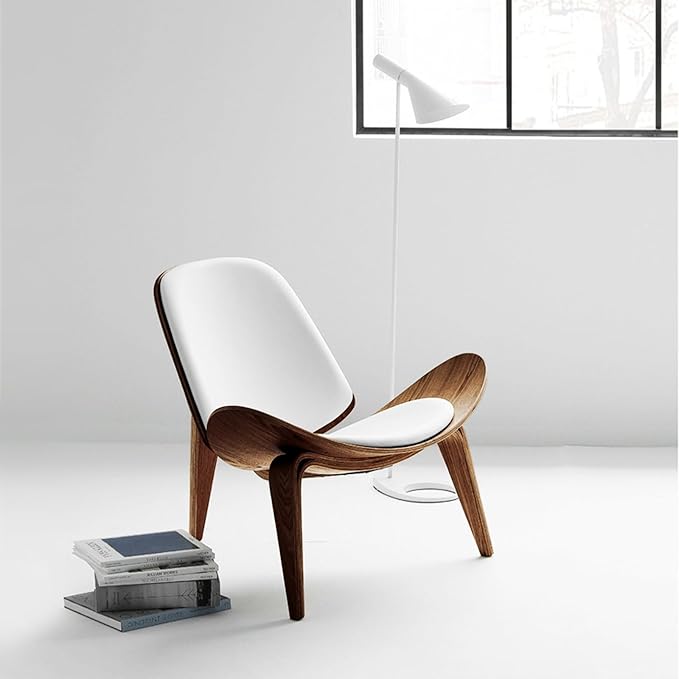 OAKHAM Comfy Shell Chair Mid Century Modern Accent Chair for Living Room and Bedroom with Protective Foot Pads Ergonomic (Oak Brown)