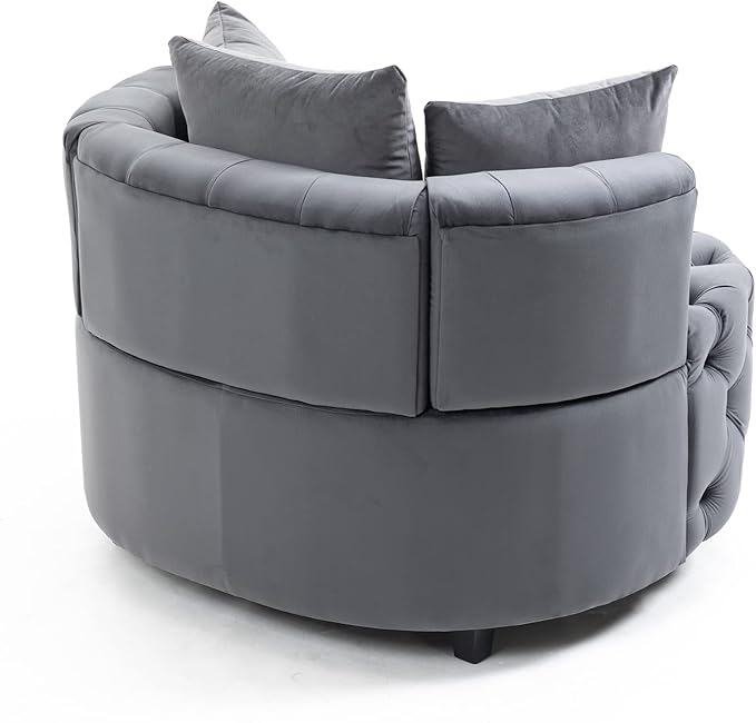 Armchair with 3 Pillows &amp Wood LegsOversized Upholstered Accent Chair for Living Room &amp Bedroom Barrel Chair Large Velvet Chair Sofa Lounge Chair Leisure Club