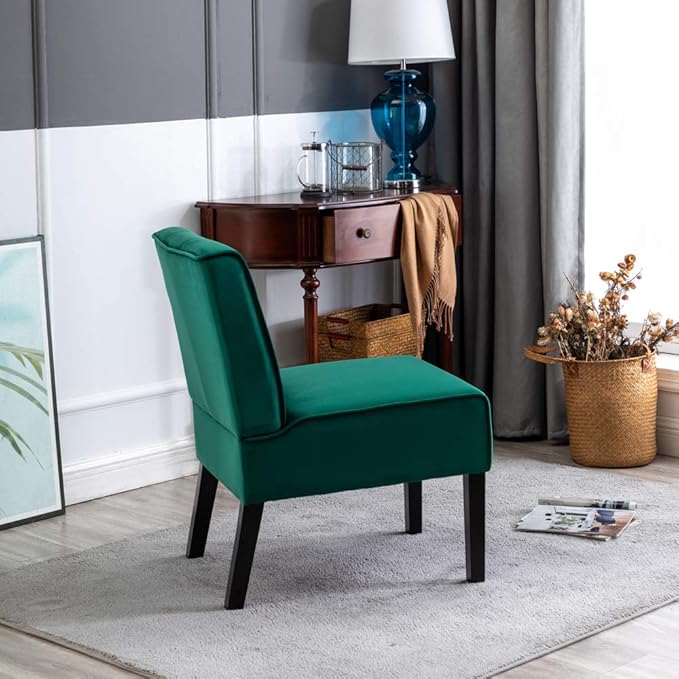 Reeso 2-Piece Living Room Armless Button Tufted Pattern Accent Chair Green