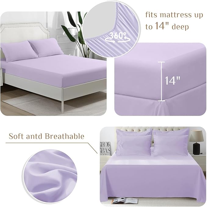 JOLLYVOGUE Twin Comforter Set Ultra-Soft Bed in a Bag Twin Size 5 Pieces Oeko-TEX Certified Bedding Set with Down Alternative Comforter Sheets Pillowcases &amp Shams Lavender