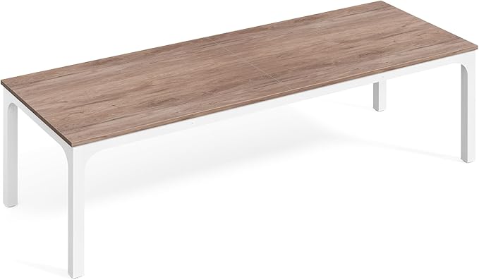 LITTLE TREE Two Person Desk 78.7 Inches Extra Long Computer Desk Wooden Large Office Desks with Strong Metal Legs Double Desk for 2 People Writing Study Table for Home Office Oak &amp White