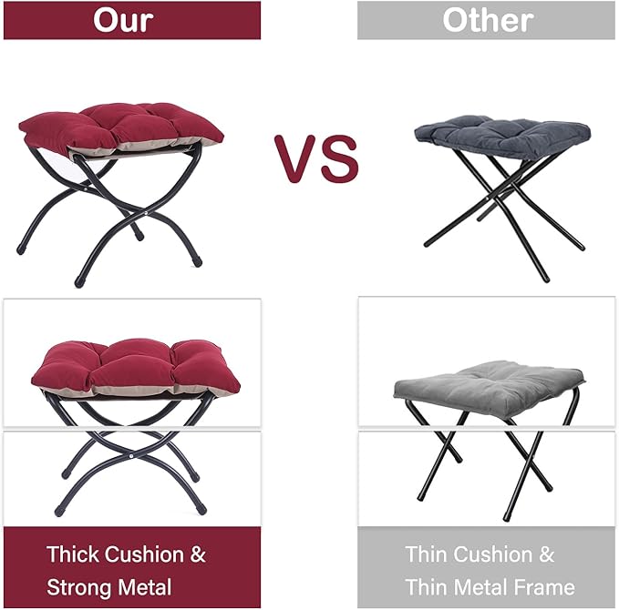 LITA Lazy Chair with Ottoman Modern Accent Leisure Upholstered Sofa Chairs Contemporary Lounge Reading Chairs with Armrests and a Side Pocket for Living Room Bedroom &amp Small Space Burgundy