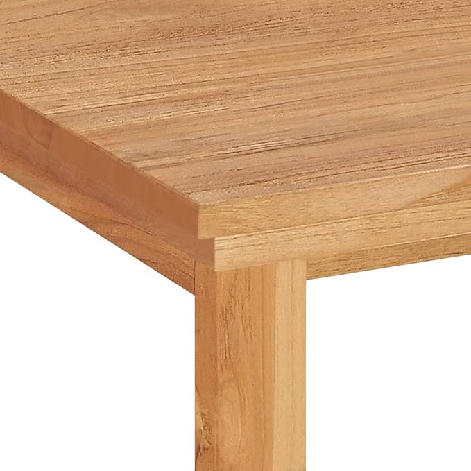 vidaXL Solid Teak Wood Desk - Rustic Farmhouse Style Medium-Sized Brown Versatile Usage as Console or Computer Table