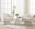 Linen Swivel Accent Chairs Set of 2 Beige Barrel Arm Chair Round Cozy Upholstered Reading Chair Modern Comfy Fabric Single Sofa Chair for Living Room/Bedroom