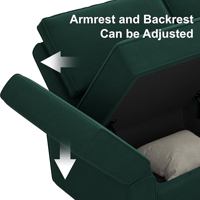 Belffin Modular Sofa Armrest Backrest Module for Modular Sectional Sofa Couch Side Armrest Backrest Velvet Green