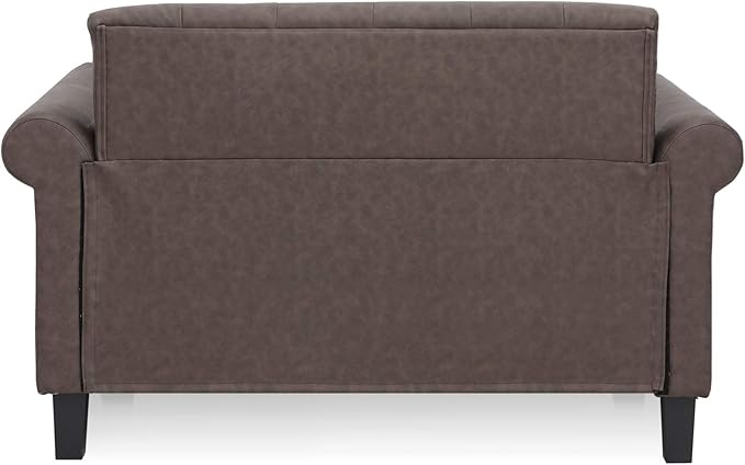 Furinno Bastia Vintage Modern Chesterfield Button Tufted Loveseat/Sofa Couch for Living Room Brown Faux Leather