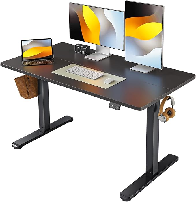 FEZIBO Electric Standing Desk Height Adjustable Stand up Desk 48 x 24 Inches Sit Stand Home Office Desk Computer Desk Black