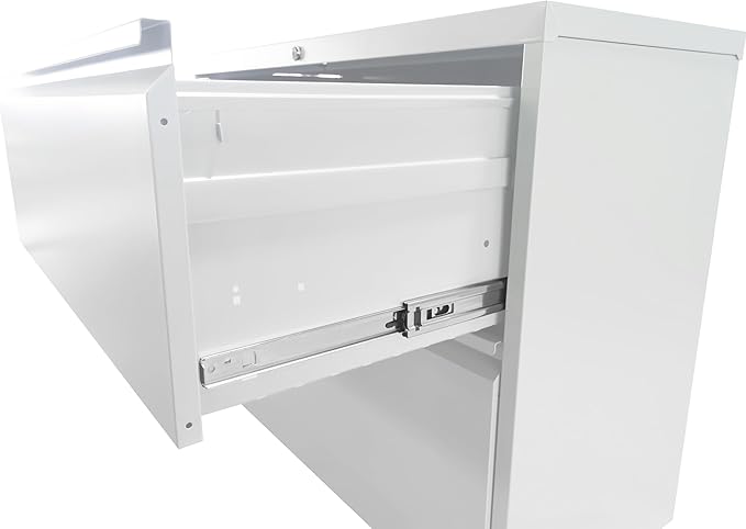 3 Drawer Metal Vertical File Cabinet with Lock Office Home Steel Vertical File Cabinet for A4 Legal/Letter Size (White)