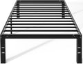 OLIXIS Metal Twin Bed Frame - 14in High with Storage Space No Box Spring Needed with Sturdy Steel Slat Support 800LBS Heavy Duty for Easy Assembly Black for Bedroom