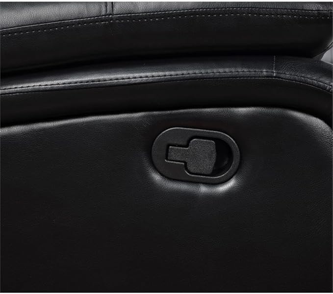 Pemberly Row Faux Leather Upholstered Glider Recliner Chair Black Manual Recline 38 H x 37.75 W x 38.25 D Plush Foam Cushions Padded Arms Wall Hugger Living Room or Den Seating