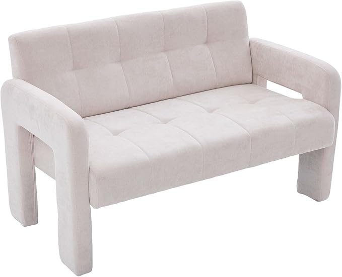 Nordic Modern Double Armchair Living Room &amp Bedroom Compact Upholstered Sofa Leisure Sofa Comfortable Seating with Dual Armrests Can be paired with a single chair for Living RoomBedroom (BEIGE)
