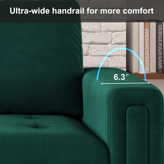 Belffin Velvet Modular Loveseat Sofa Couch 2 Seater Sofa Love Seats for Small Space Green