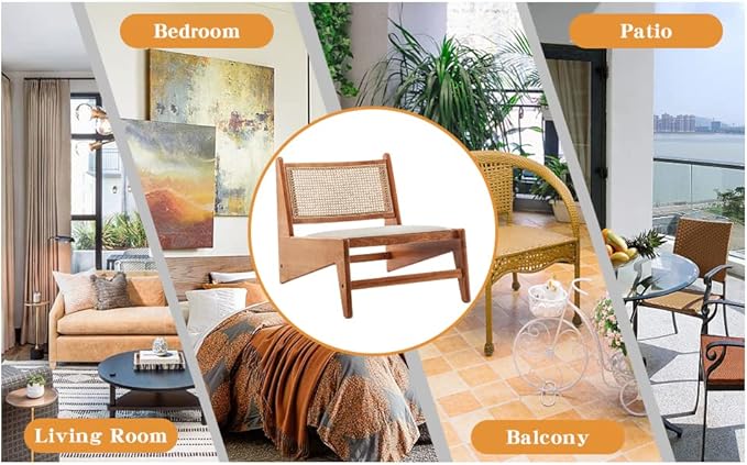 HAOBO Home Rattan Chair Mid Century Modern Accent Chair for Reading Living Room Home Bedroom