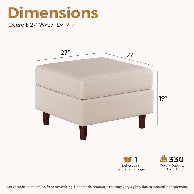 ABCASA Sofa Modular Sectional Faux Leather Sectional Sofa Module Whitesand