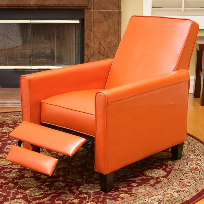 Merax Push Back Chair Living Room Chaise Lounge Single Sofa Upholstered Armchair with Wooden Legs