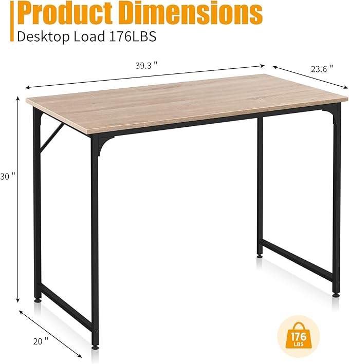 YRLLENSDAN 39 ”Computer Desk Small Space Home Gaming Desk Modern Simple Style Corner Desk Wooden Writing Desks Study Table for Office BedroomNature
