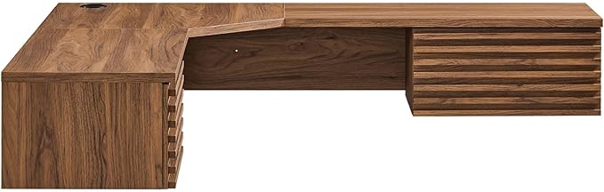 Modway EEI-6181-WAL Render Wall Mount Corner Office Desk Walnut