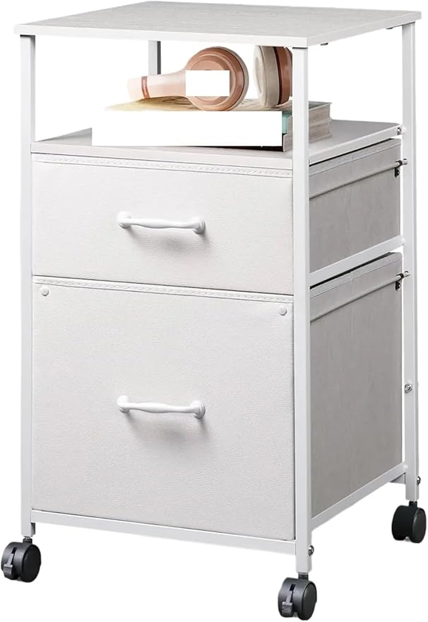 Mobile File Cabinet 2 Drawer Mobile File Cabinet Rolling Printer Stand with Open Storage Shelf