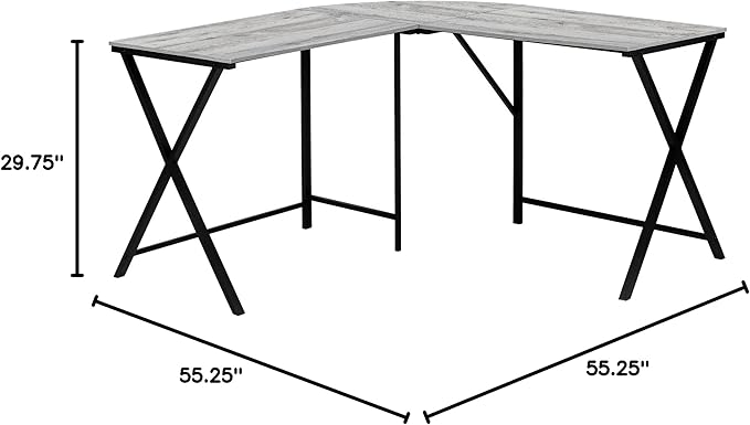 Monarch Specialties I 7196 Computer Desk Home Office Corner 55 L L Shape Work Laptop Metal Laminate Grey Black Contemporary Modern