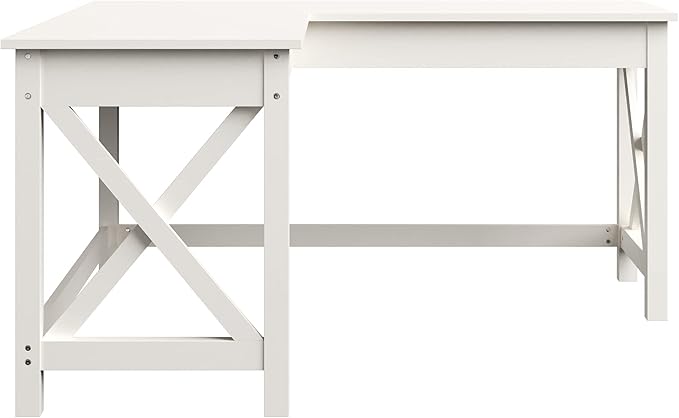 Computer Desk - L-Shaped Desk with X-Pattern Legs - For Office Computer or Craft Table - Desks for Home Office by Lavish Home (White)