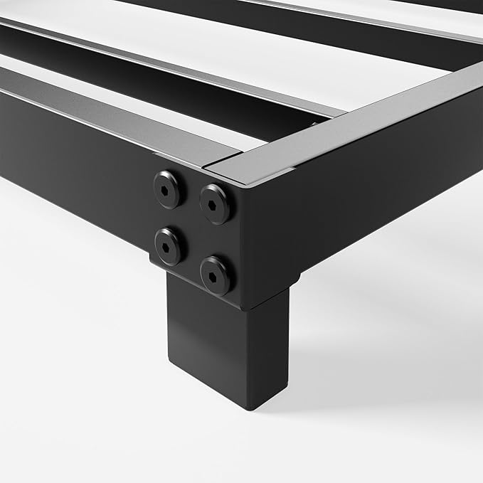 4 Inch Full Size Bed Frame Heavy Duty Metal Platform Low Bed Frame Full No Box Spring Needed Noise Free Easy Assembly Black
