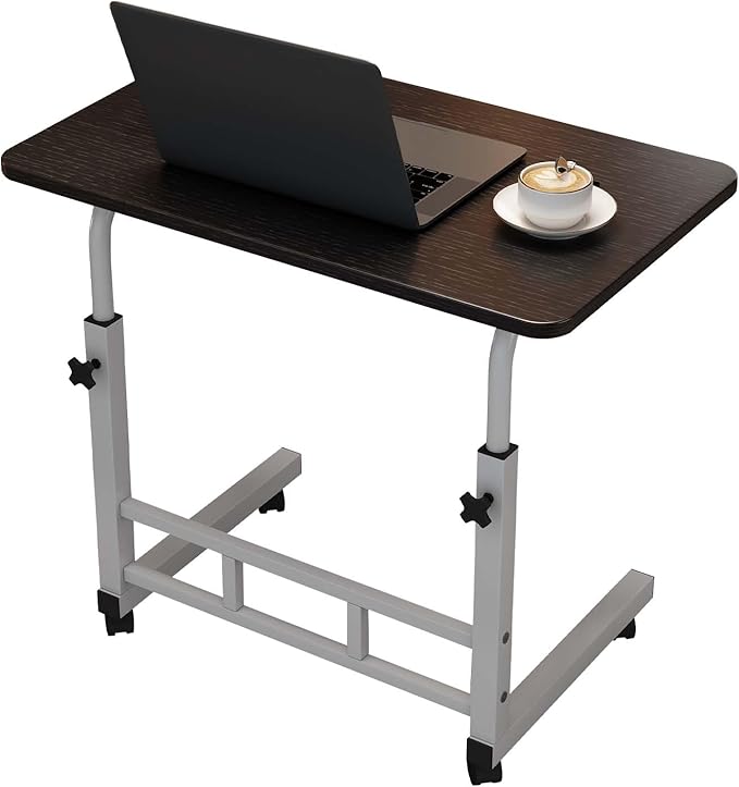 Garvee Standing Desk Adjustable Height Small Standing Desk with Wheels Mobile Portable Rolling Laptop PC Table Adjustable Height Computer Workstation for Home Office Study Bedroom Black