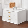Wooden Desktop Storage Box with Drawers A4 File Cabinet Suitable for School and Office Supplies Three-Tier Wood Color(White3 Layer)