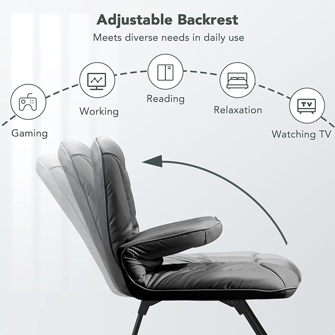 Furniliving 3 in 1 Folding Chair Foldable Floor Chair for Reading Lounging &amp Gaming Portable Camping Chair with Metal Frame Comfy Accent Chair Reading Chair for Indoor Living Room PU (Black)