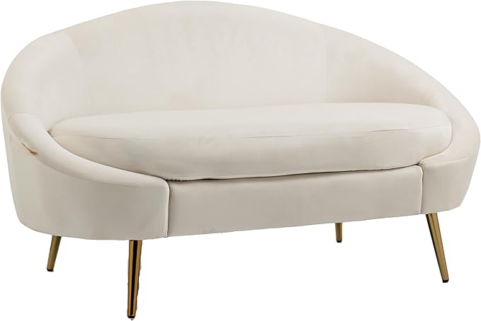 ZOBIDO Velvet Couch Modern Loveseat Sofa Twin Size Contemporary Sofas Upholstered Couch with Contemporary Velvet Upholstered Sofa Couch for Living Room and Bedroom(White)