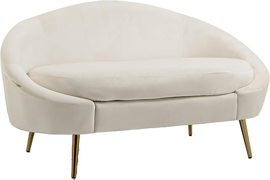 ZOBIDO Velvet Couch Modern Loveseat Sofa Twin Size Contemporary Sofas Upholstered Couch with Contemporary Velvet Upholstered Sofa Couch for Living Room and Bedroom(White)
