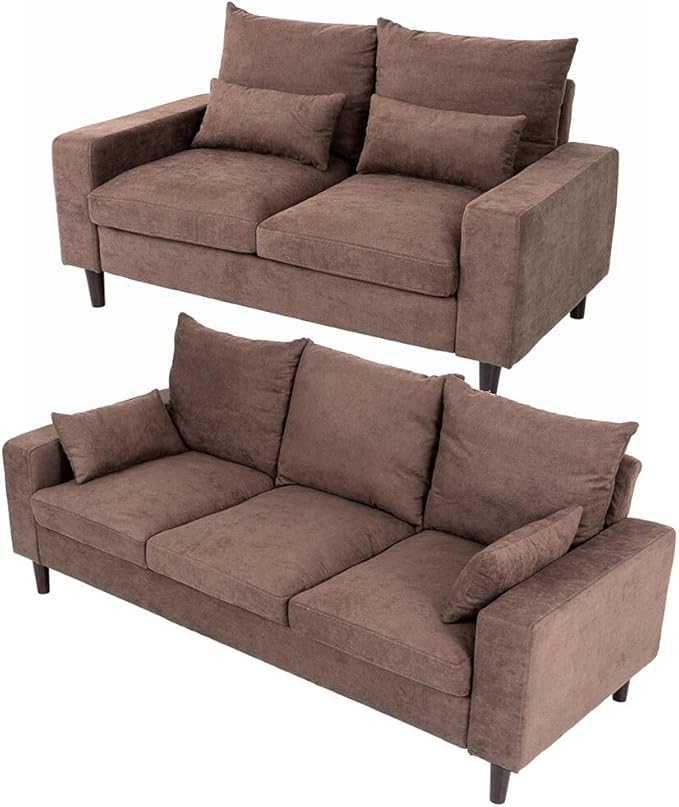 Panana 2 Seater &amp 3 Seater Fabric Corner Sofa Living Room Suite Set Sofa Sets for Living Room Brown