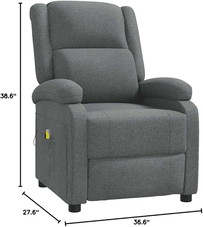 Dark Grey Fabric Massage Chair Single Recliner with Adjustable Positions Ergonomic Design for Living Room &amp Home Office Relaxation Max 220.5 lbs Capacity