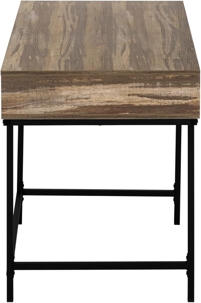 Computer Desk with Storage Drawers Modern Home Office 48 Inch Laptop Desk Brown Laminate &amp Black Metal