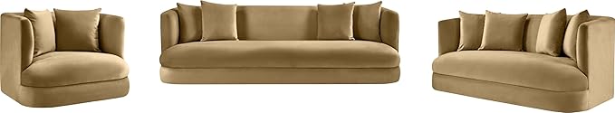 Meridian Furniture 699Camel-L Alder Collection Modern | Contemporary Loveseat with Ultra Luxe Camel 460 GSM Velvet Solid Wood Frame 66 W x 36 D x 30 H Camel