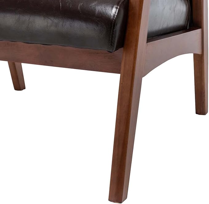 Convenience Concepts Take a Seat Natalie Accent Armchair and Ottoman Set 27.5 - Mid-Century Modern Lounge Chair with Foot Stool Set for Living Room Bedroom Espresso Faux Leather