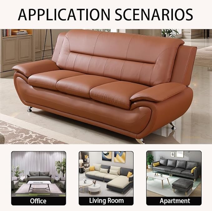 A Ainehome Sectional Sofa Couch Set Living Room Furniture Sets Modern Leather Sofa Couch for Living Room(A-Orange)