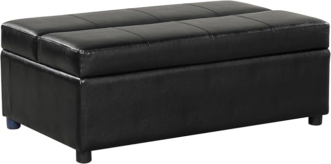 LUMISOL Folding Ottoman Sleeper Chair Bed with Mattress Convertible Fold Out Sleeper Sofa Bed Twin Size Leather Couch and Ottoman Sofa for Living Room Bedroom Guest Room Black