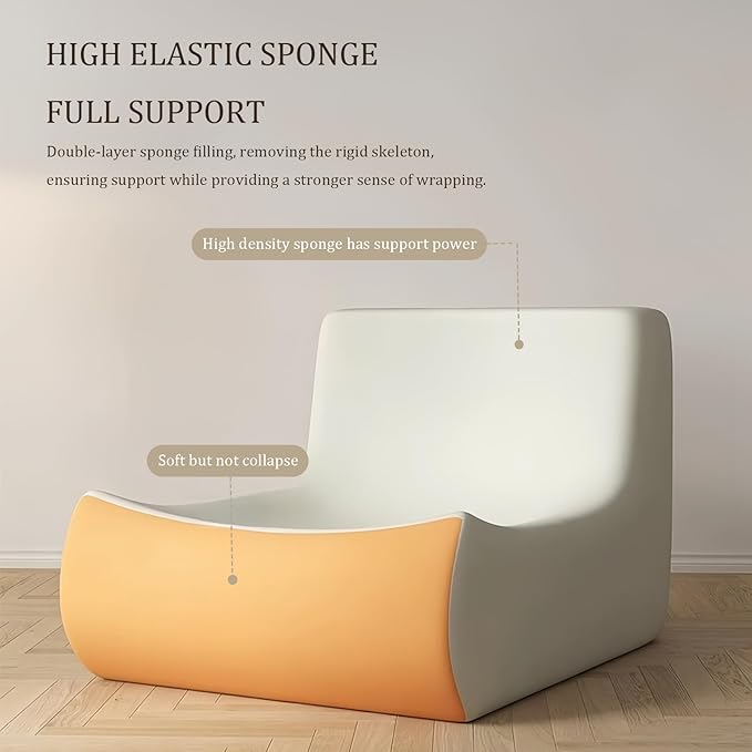 Bean Bag Chair - Memory Foam Bean Bag Chair for Adults Comfy High-Resilience Single Sofa Small Space Floor Chair Chaise Lounge for Living Room Bedroom (Dark Blue Wrinkles+Ottoman)
