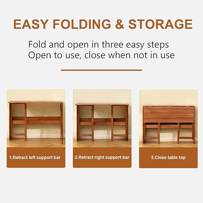 41 Bamboo Folding Desk with Bookshelf Folding Bamboo Desk for Small Spaces Computer Table Space Saving Wooden Desks for Home Bedroom Study Office Bamboos Writing Desks Brown