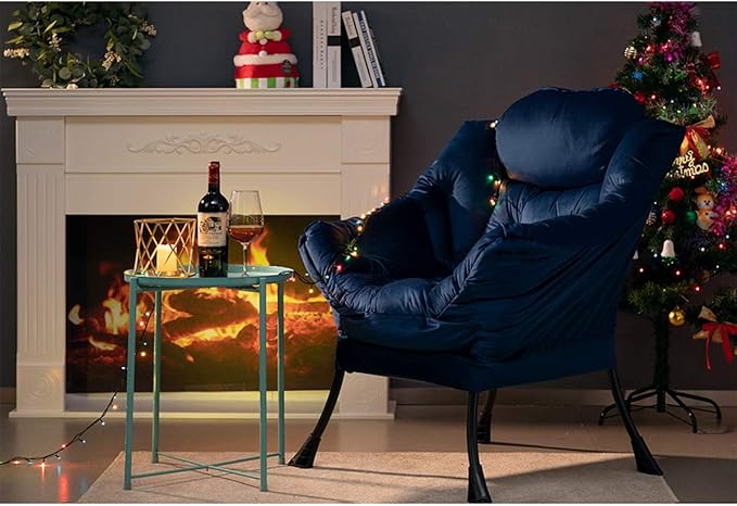 HollyHOME Lazy Chair with Armrest and Side Pocket Comfy Accent Lounge ChairLeisure Sofa Armchair for Living Room Bedroom Dorm or Small Spaces Oversized Reading Sofa ChairVelvet Royal Blue