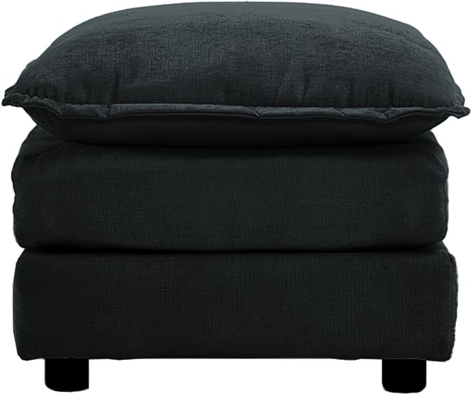 mikibama Chenille Upholstered Couches Ottoman for Modular Sectional Sofa Black