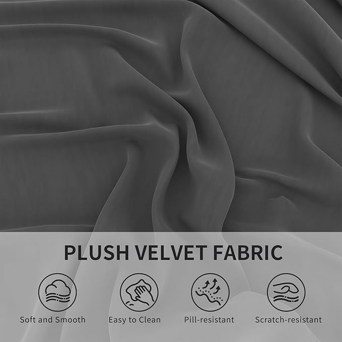 Manual Recliner Chair for Adult Velvet Reclining Chair with Chunky Cushion for Small Space Comfortable Reclining Sofa for Living Room Bedroom Home Theater Easy Assembly (Dark Gray)
