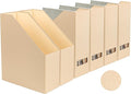 Magazine Holder - File Holder and Desk Organizer Cardboard Book Organizer and Storage Box for Documents Magazine Holder Rack for Office Home and Classroom (Latte Brown 6-Pack)