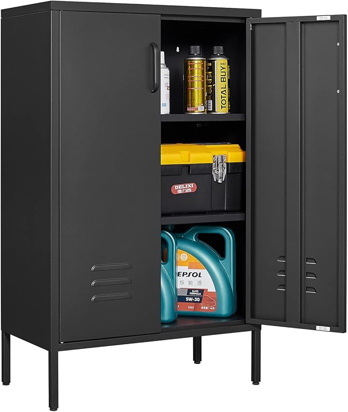 Suitable for Steel Storage cabinets in Living Rooms Kitchens and bedrooms 2 Door Miscellaneous Storage Cabinet Garage Tool Storage Cabinet and Office File Cabinet2 Movable partitions