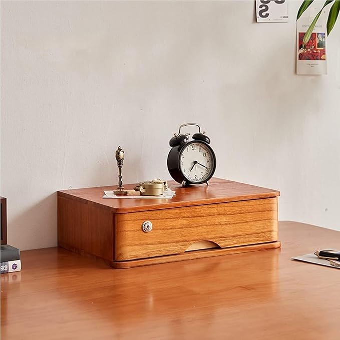 JIIPOREGJ Wooden Desktop Storage Box with Drawers - Sturdy File Cabinet Lockable Monitor Riser Chest of for Home/OfficeA-4 Drawer(D4 Drawer)