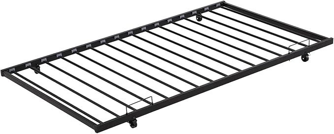 Convertible Modern Twin Size Metal Daybed Couch Pull Out Trundle Sofa Bed 2 in 1 Convertible Sleeper Daybed Sofa Bed Frame for Bedroom Living Room Guest Room Office Black One Size