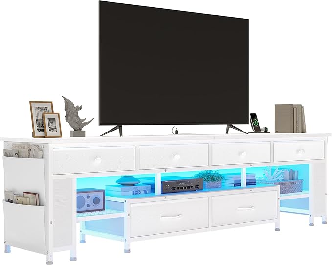 BTHFST LED TV Stand for 65/70/75 Inch TV Entertainment Center with Storage &amp Power Outlets 63 TV Stand with 6 Drawers &amp 4 Bags &amp Shelves TV Console Media Console for Living Room Bedro