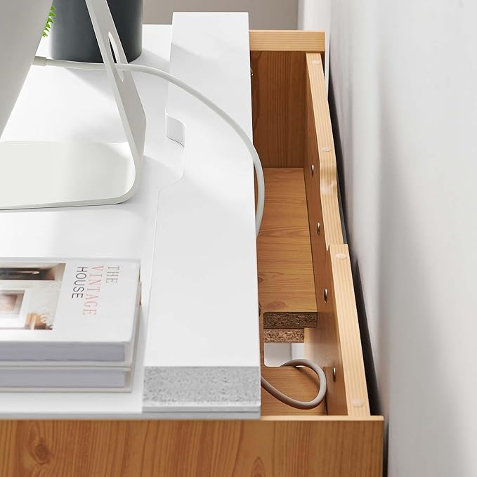 Modway EEI-6206-WHI-NAT Kinetic 38 Wall-Mount Office Desk White Natural