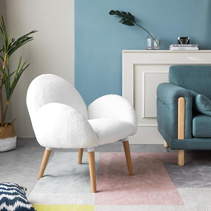 Pure Solid Wood Beech Frame Imitation Lamb Fabric Sofa Chair Suitable for Living Room and Hotel
